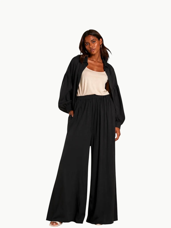 LUNYA LUNYA Organic Pima Wide Leg Pants in Black - Bottom | Queen Anna House of Fashion Women's Luxury Fashion