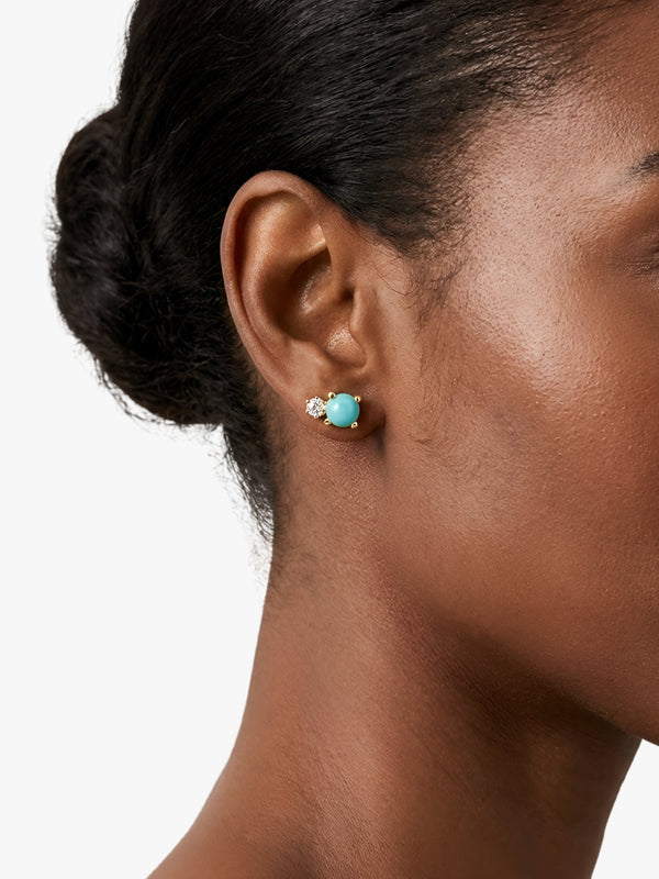 La Kaiser La Kaiser Turquoise Diamond Doublet Studs in Turquoise Studs - Jewelry | Queen Anna House of Fashion Women's Luxury Fashion