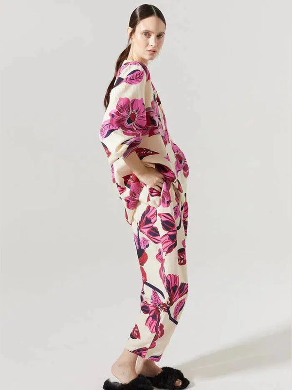 Lanhtropy Cape Linen Hibiscus Pants - Bottoms, Eco-Conscious Brand, Floral, l, Linen, m, New Arrivals, Pants, Pink, Print/ Pattern, s, S/S - Luxury Women's Fashion at Queen Anna House of Fashion