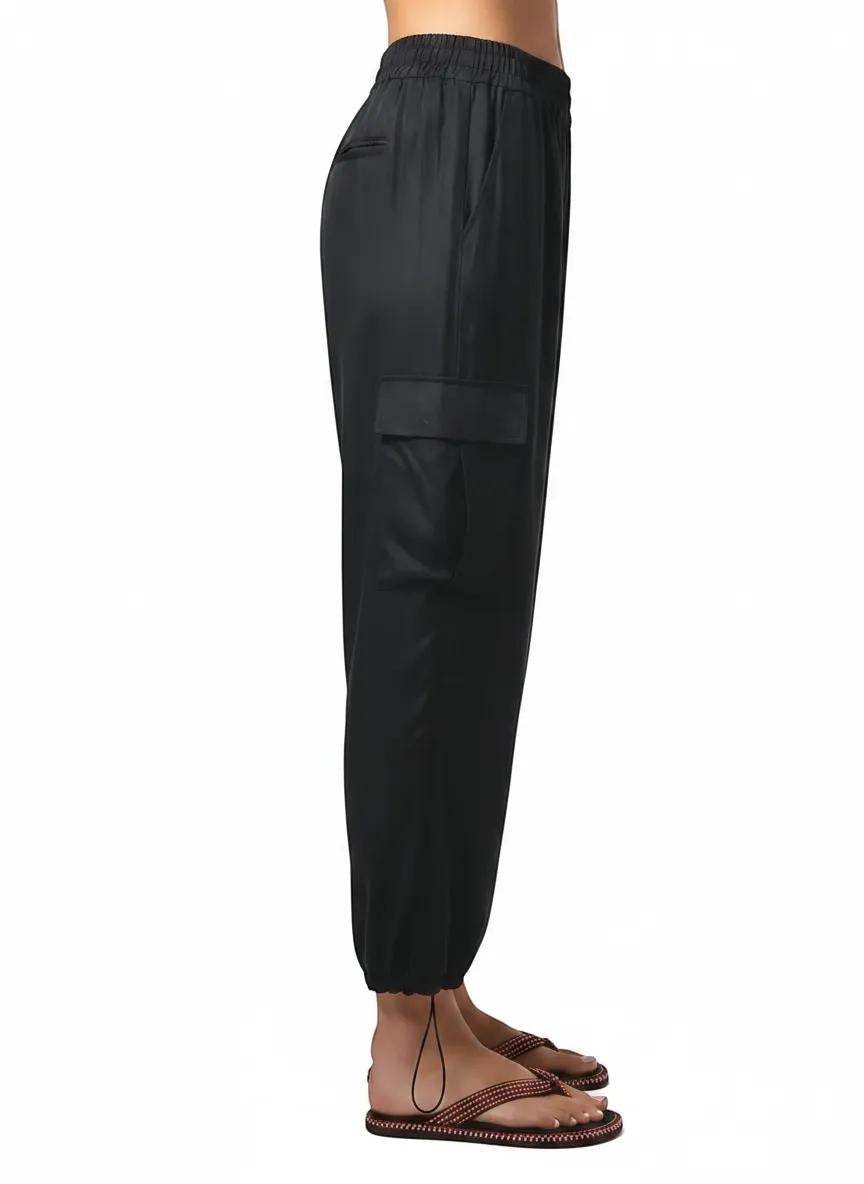 Lanhtropy Lanhtropy Cargo Linen Pants in Black - Bottom | Queen Anna House of Fashion Women's Luxury Fashion