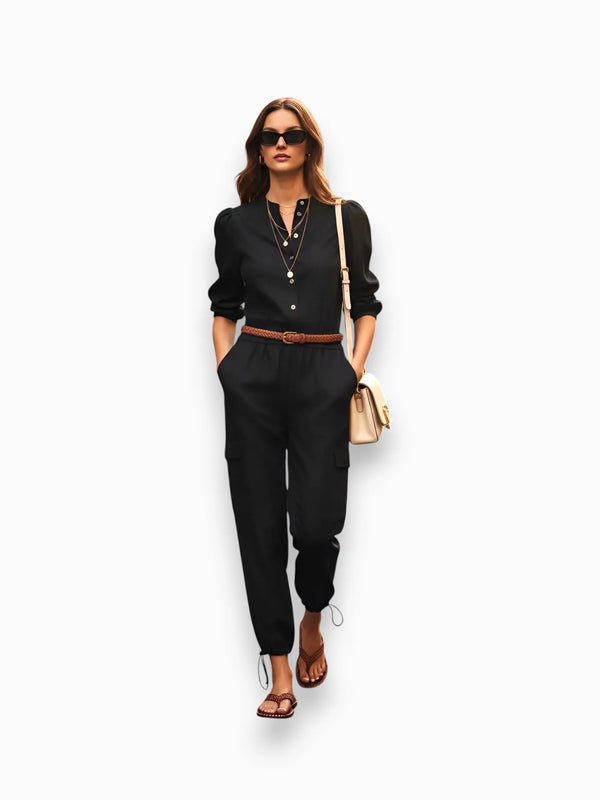 Lanhtropy Lanhtropy Cargo Linen Pants in Black - Bottom | Queen Anna House of Fashion Women's Luxury Fashion