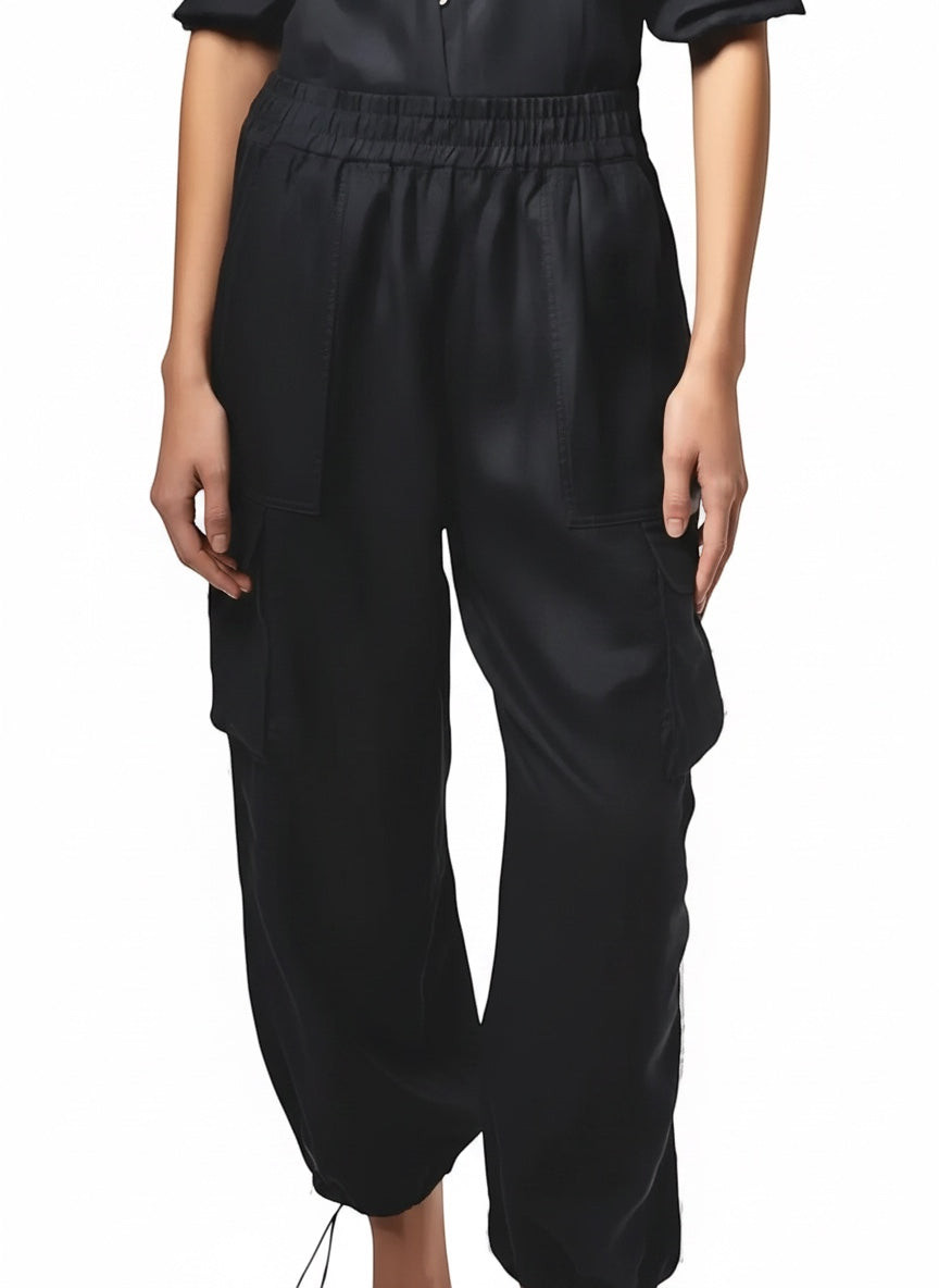 Lanhtropy Lanhtropy Cargo Linen Pants in Black - Bottom | Queen Anna House of Fashion Women's Luxury Fashion