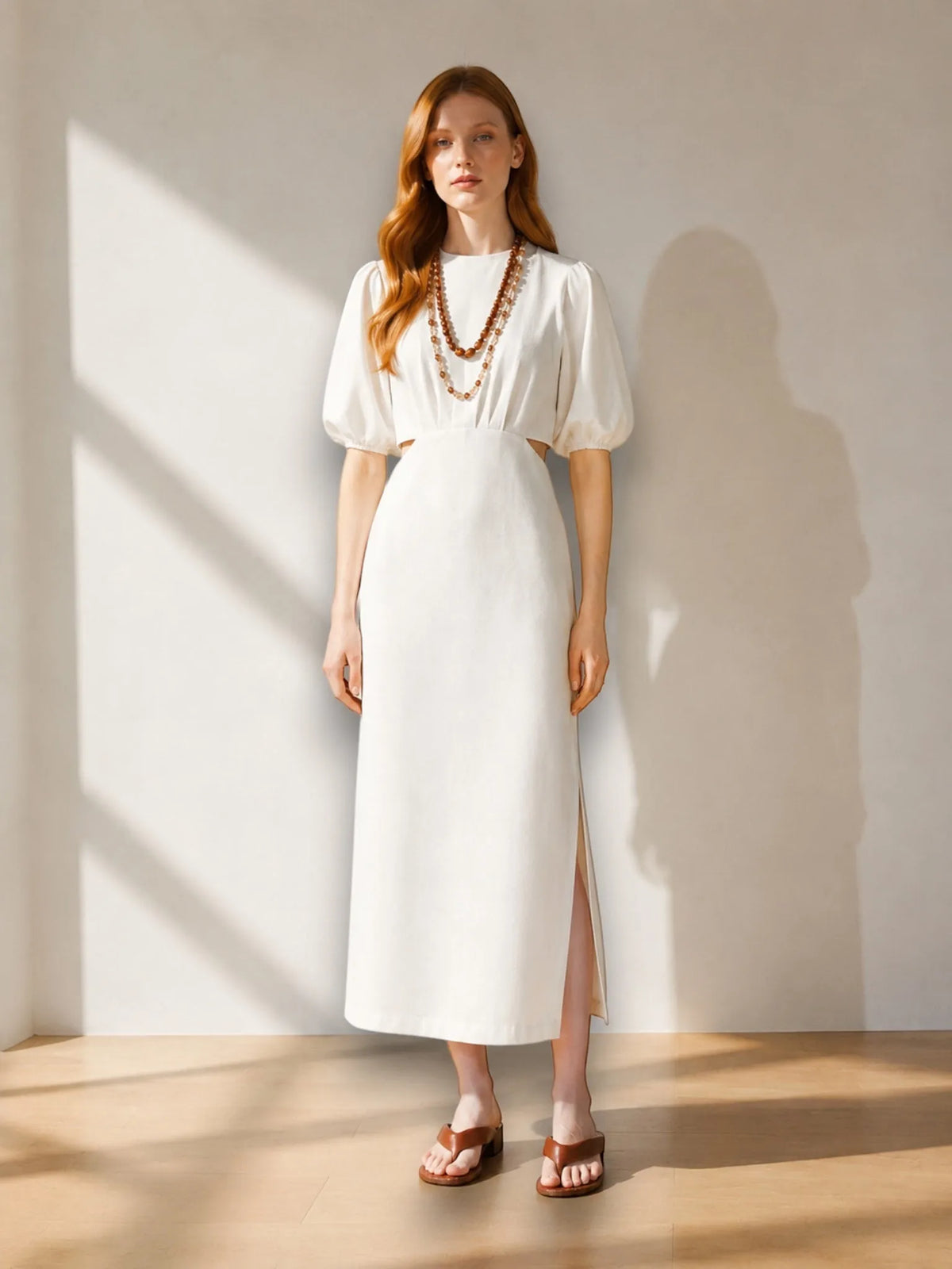 Lanhtropy Lanhtropy Ios Linen Dress in Natural White - Dress | Queen Anna House of Fashion Women's Luxury Fashion