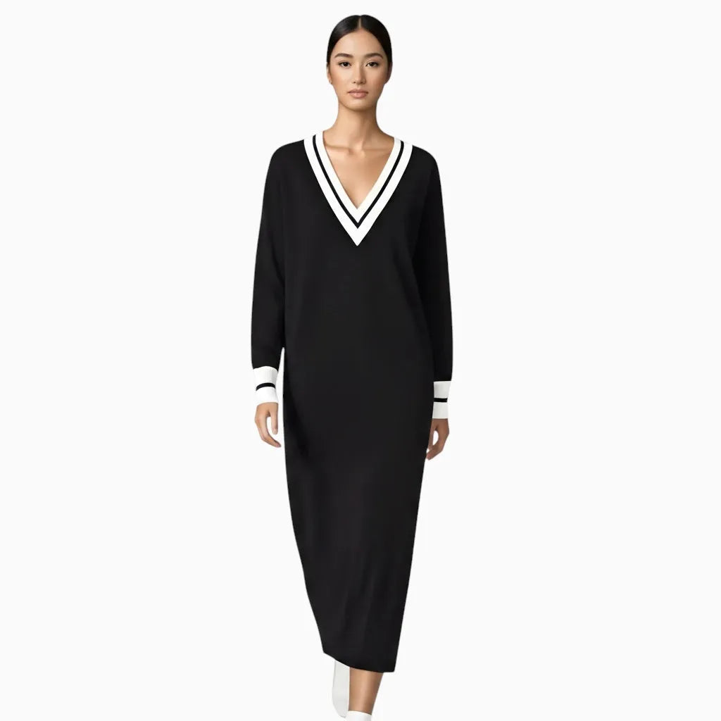 Lanhtropy Lanhtropy Preppy Knitted Dress in Deep Blue - Dress | Queen Anna House of Fashion Women's Luxury Fashion