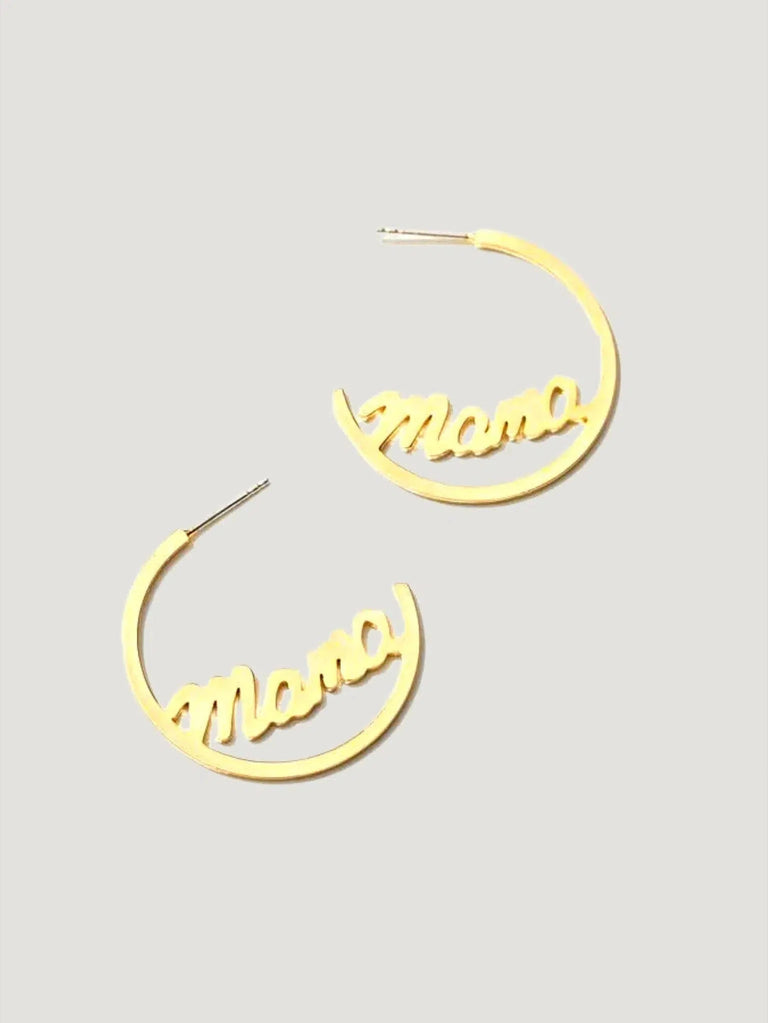 Larissa Loden MAMA Hoop Earrings - Accessories, Earrings, Gold, Hoops, Jewelry, New Arrivals, S/S'23, Women Owned Brand - Luxury Women's Fashion at Queen Anna House of Fashion