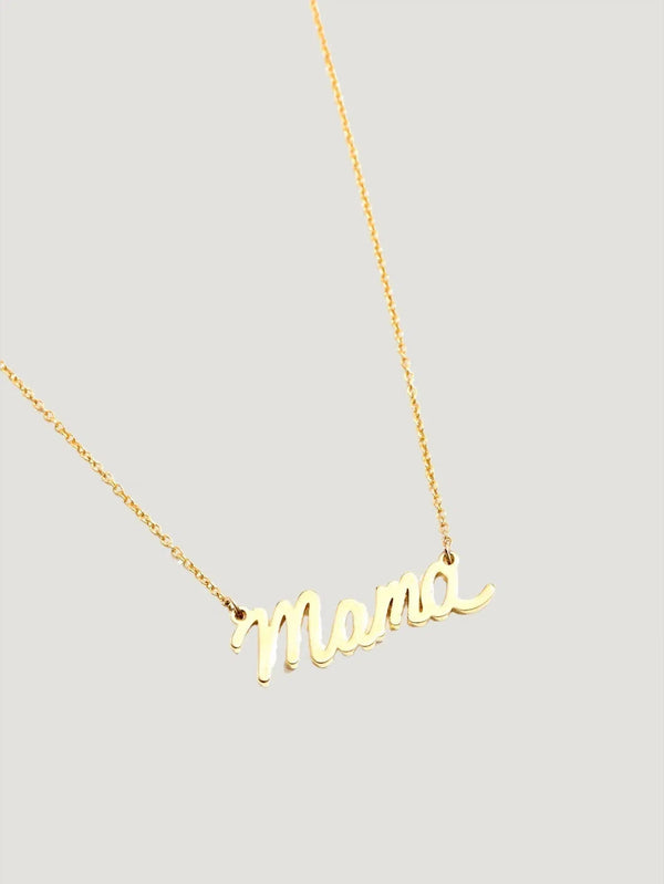 Larissa Loden MAMA Script Necklace - Accessories, Gold, Jewelry, Necklaces, New Arrivals, S/S'23, Women Owned Brand - Luxury Women's Fashion at Queen Anna House of Fashion