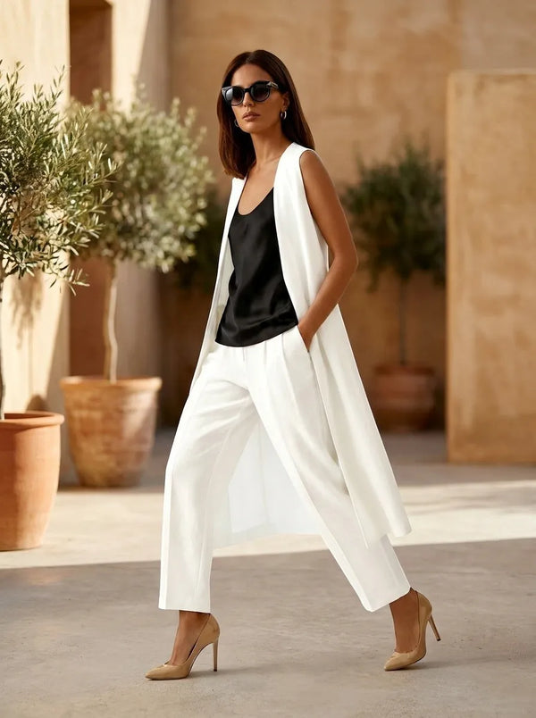 Le Cle Le Cle Lizbon Pants in White - Bottom | Queen Anna House of Fashion Women's Luxury Fashion