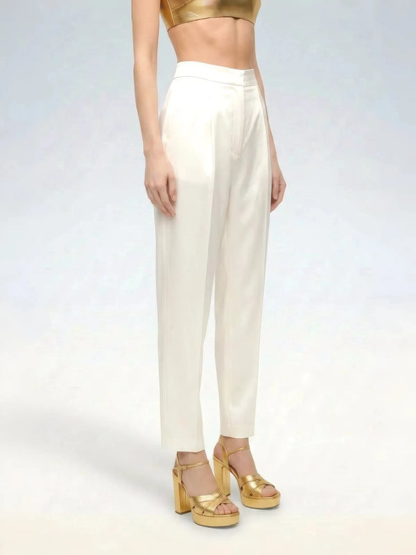 Le Cle Le Cle Lizbon Pants in White - Bottom | Queen Anna House of Fashion Women's Luxury Fashion