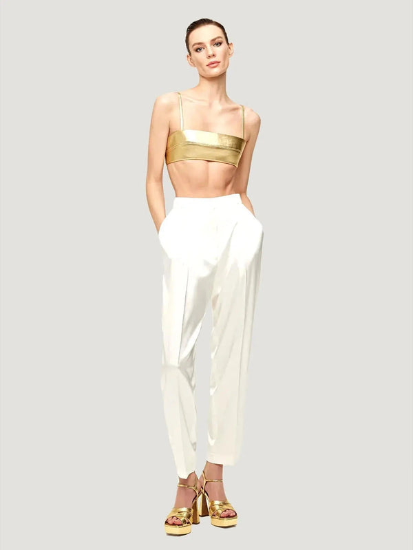 Le Cle Lizbon Pants - Bottoms, Eco-Conscious Brand, l, m, New Arrivals, Pants, s, S/S'23, S/S'24 Backstock, Satin, White,  - Luxury Women's Fashion at Queen Anna House of Fashion