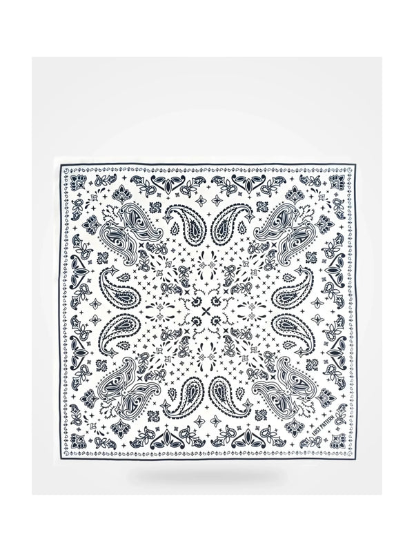Lost Pattern NYC Lost Pattern NYC Paisley Silk Bandana Scarf in Moonlight White - Accessories | Queen Anna House of Fashion Women's Luxury Fashion