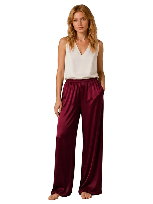 LUNYA Lunya Washable Silk Tank & Pant Set in Burgundy Top - Top | Queen Anna House of Fashion Women's Luxury Fashion