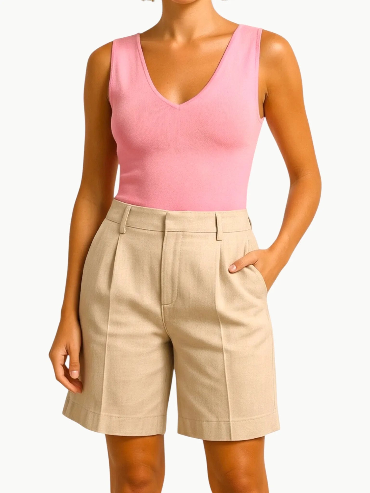 M.M.LaFleur M.M.LaFleur Alecia V-Neck Tank in Pink - Top | Queen Anna House of Fashion Women's Luxury Fashion