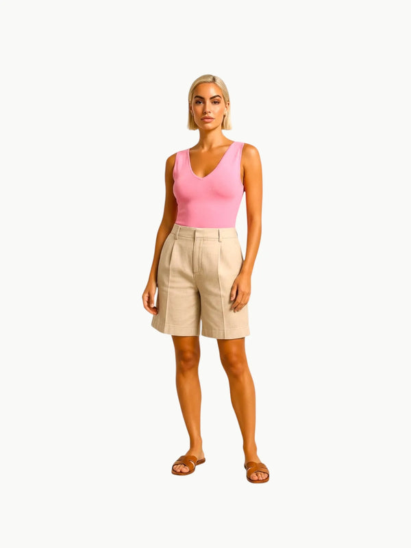 M.M.LaFleur M.M.LaFleur Alecia V-Neck Tank in Pink - Top | Queen Anna House of Fashion Women's Luxury Fashion