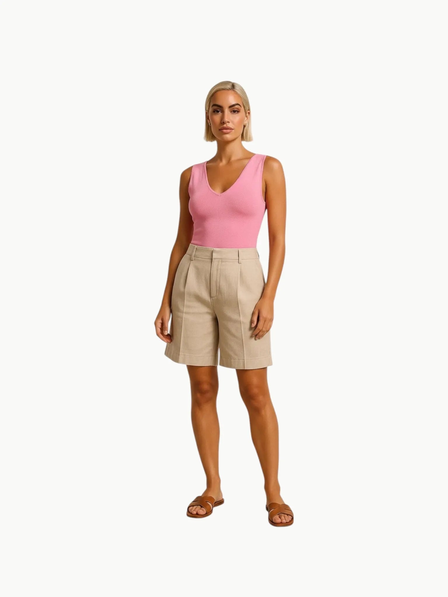 M.M.LaFleur M.M.LaFleur Alecia V-Neck Tank in Pink - Top | Queen Anna House of Fashion Women's Luxury Fashion