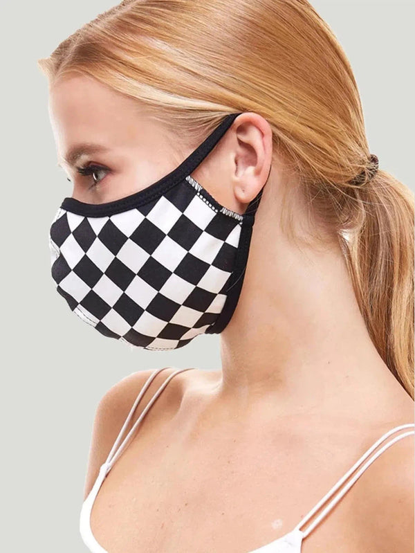 MILEY + MOLLY Checker Print Face Coverings - Black, Checker, Face Coverings, Sale, Small Goods, US Based Brand, US Owned Brand, White, Women Owne - Luxury Women's Fashion at Queen Anna House of Fashion