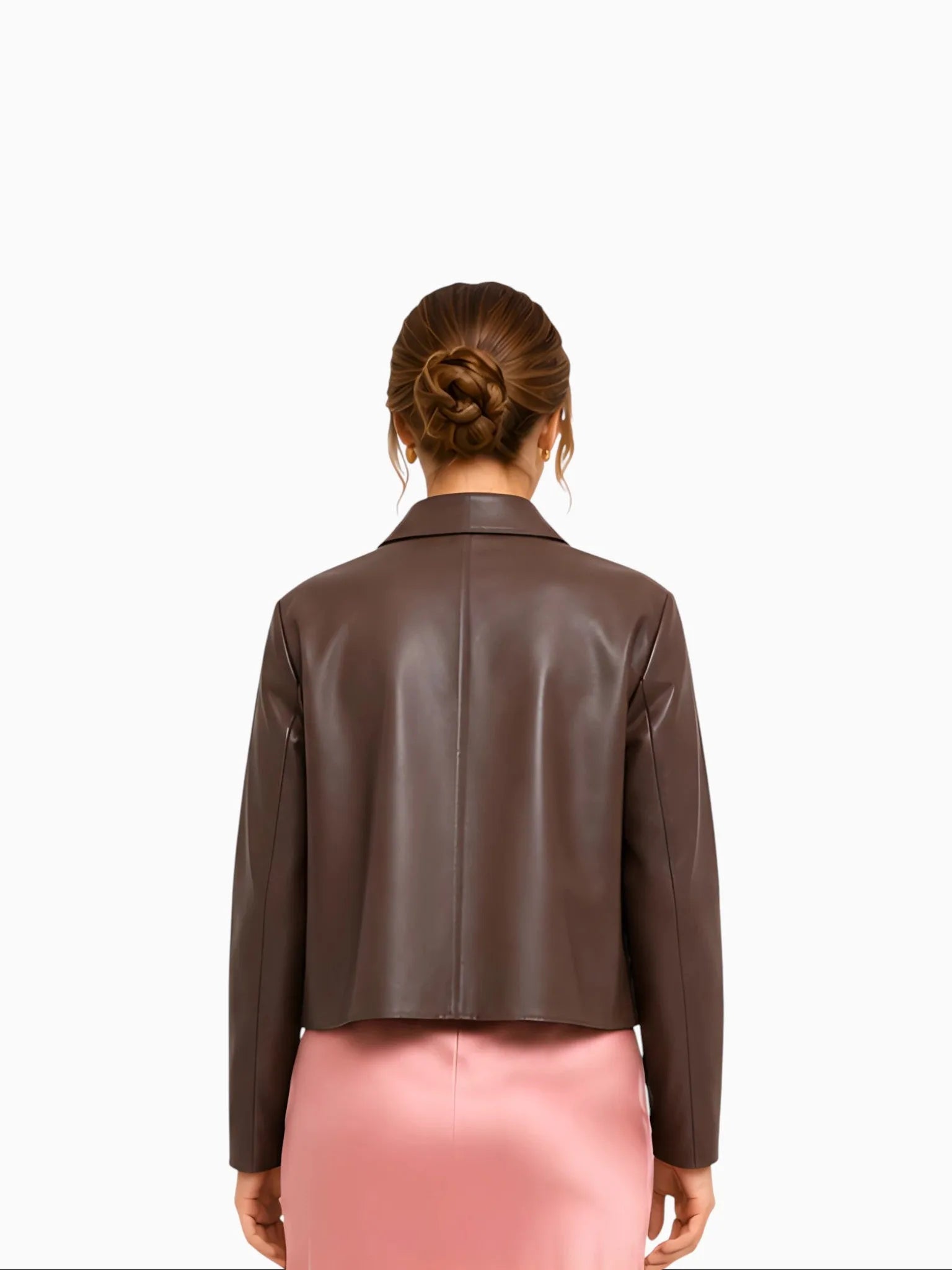 M.M.LaFleur M.M.LaFleur Nicky Vegan Leather Jacket in Brown - Outerwear | Queen Anna House of Fashion Women's Luxury Fashion