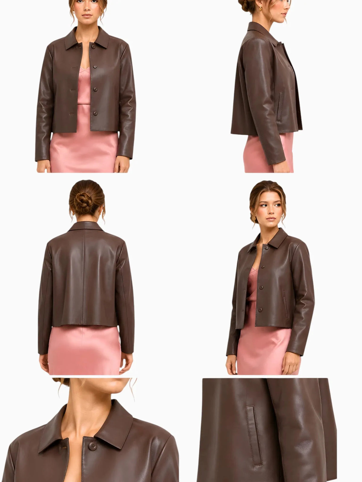 M.M.LaFleur M.M.LaFleur Nicky Vegan Leather Jacket in Brown - Outerwear | Queen Anna House of Fashion Women's Luxury Fashion