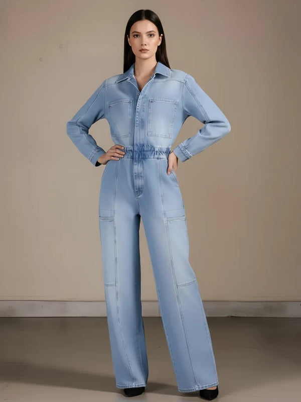 NOCTURNE Denim Cargo Jumpsuit