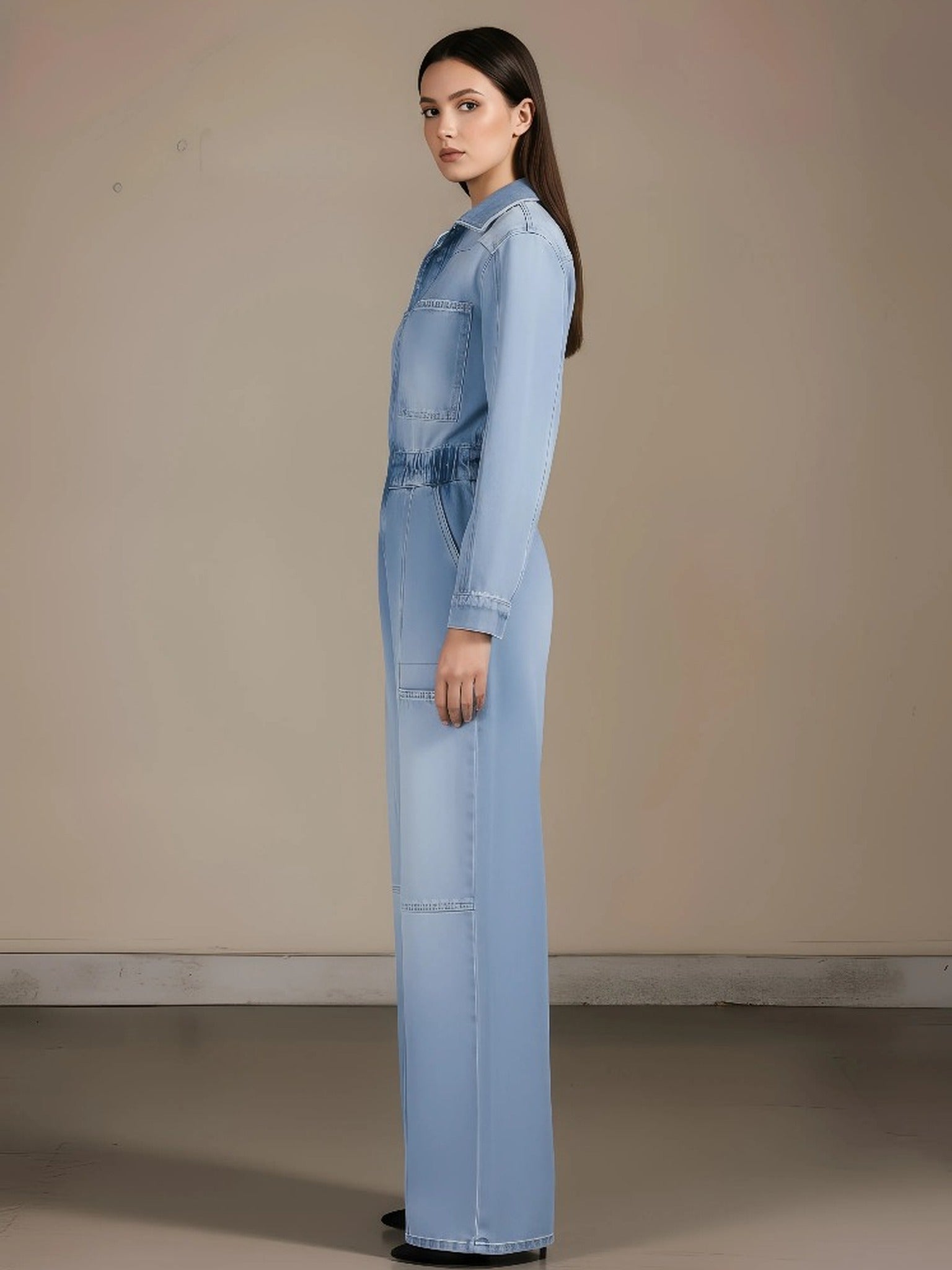 NOCTURNE Denim Cargo Jumpsuit