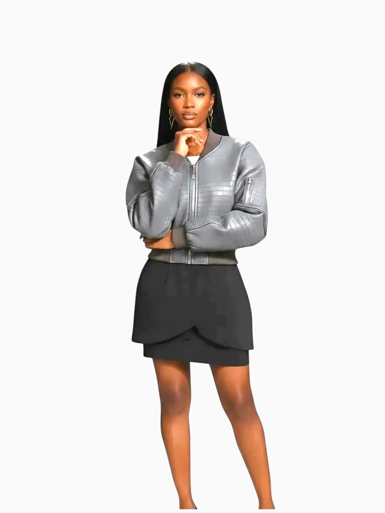 NOCTURNE NOCTURNE Vegan Leather Bomber Jacket in S - Outerwear | Queen Anna House of Fashion Women's Luxury Fashion