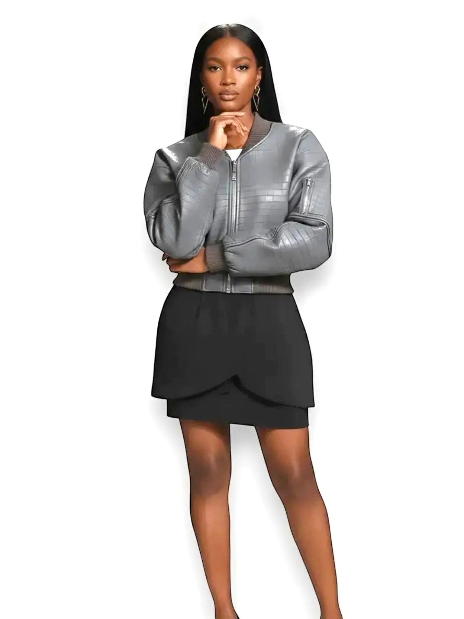 NOCTURNE NOCTURNE Vegan Leather Bomber Jacket in S - Outerwear | Queen Anna House of Fashion Women's Luxury Fashion