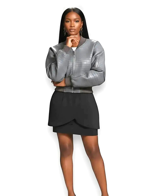 NOCTURNE NOCTURNE Vegan Leather Bomber Jacket in S - Outerwear | Queen Anna House of Fashion Women's Luxury Fashion