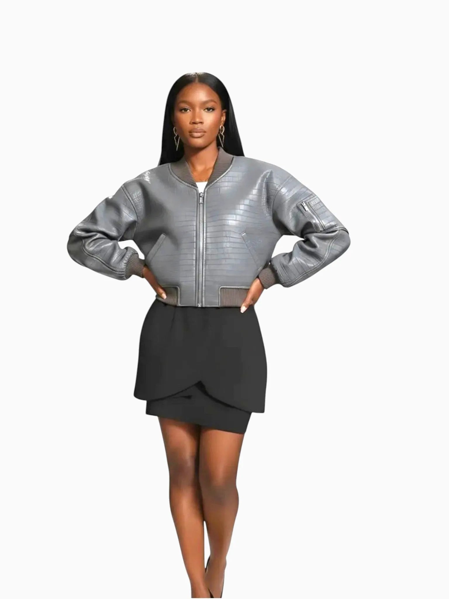 NOCTURNE NOCTURNE Vegan Leather Bomber Jacket in S - Outerwear | Queen Anna House of Fashion Women's Luxury Fashion