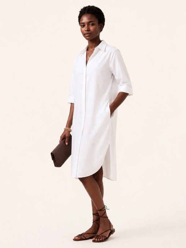 Neu Nomads Neu Nomads Chloe Shirt Dress in White - Dress | Queen Anna House of Fashion Women's Luxury Fashion