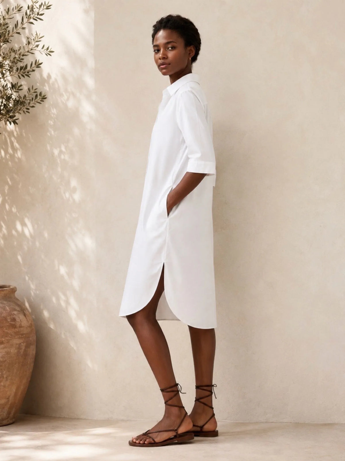 Neu Nomads Neu Nomads Chloe Shirt Dress in White - Dress | Queen Anna House of Fashion Women's Luxury Fashion