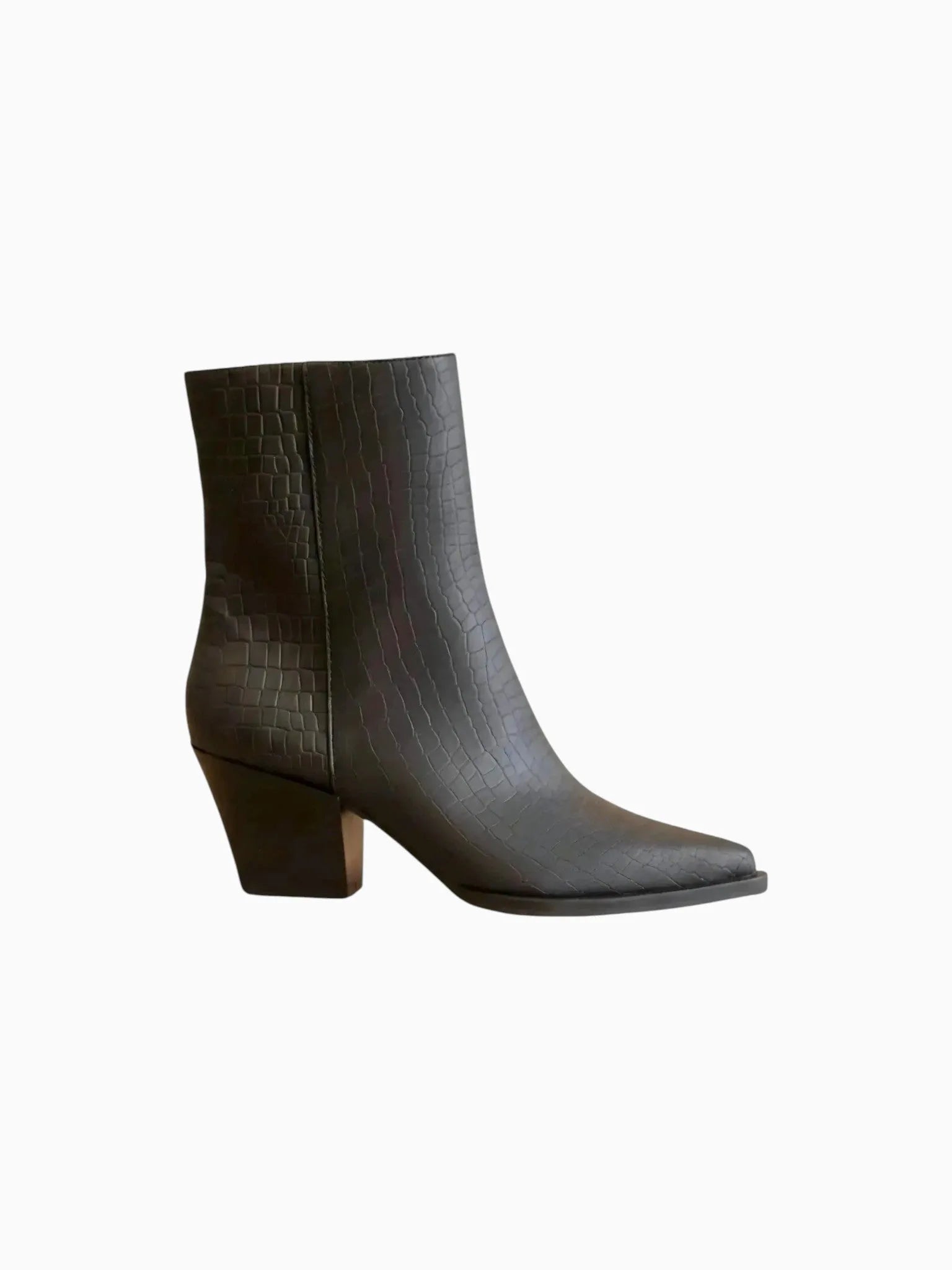 OASIS SOCIETY OASIS SOCIETY The Miley Alligator Print Pointed Toe Bootie in Black - Shoes | Queen Anna House of Fashion Women's Luxury Fashion