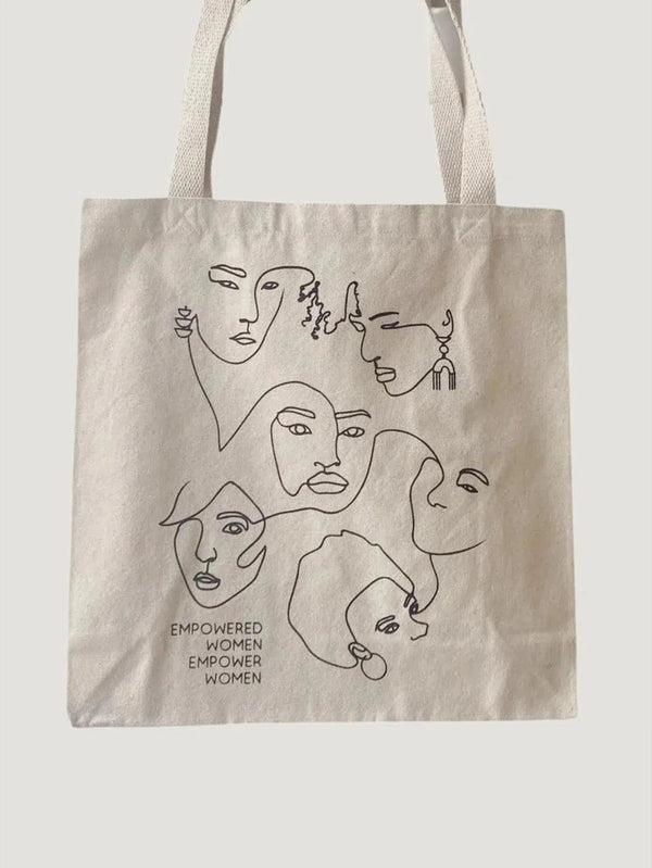Océanne Empowered Woman Tote Bag - Accessories, Beige, BIPOC Brand, New Arrivals, S/S'23, Tote Bags, White, Women Owned Brand - Luxury Women's Fashion at Queen Anna House of Fashion