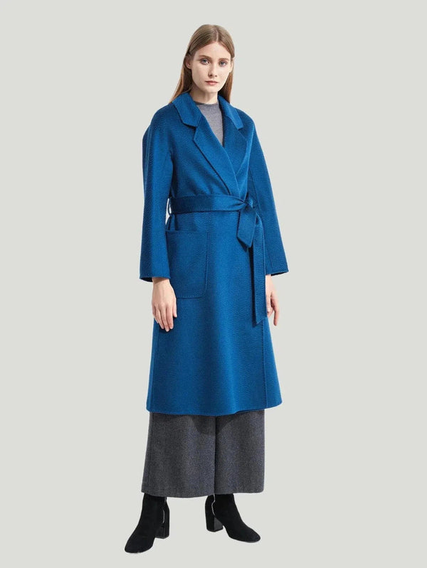 Pissenlit Classic Wrap Coat - Backstock, Blue, Cashmere, Coats, Eco-Conscious Brand, F/W'22, l, m, New Arrivals, Outerwear, Philan - Luxury Women's Fashion at Queen Anna House of Fashion
