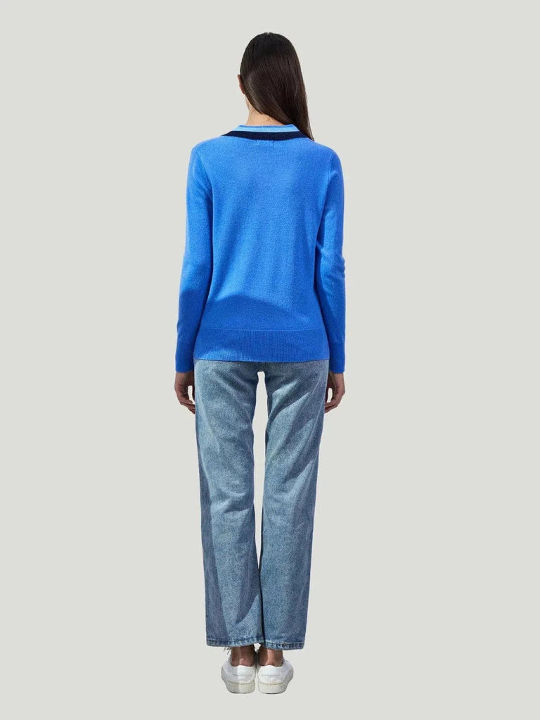 Pissenlit Contrasting Cashmere Sweater - Blue, Cashmere, Eco-Conscious Brand, F/W'22, l, Long Sleeve, m, New, New Arrivals, Philanthropic Bra - Luxury Women's Fashion at Queen Anna House of Fashion