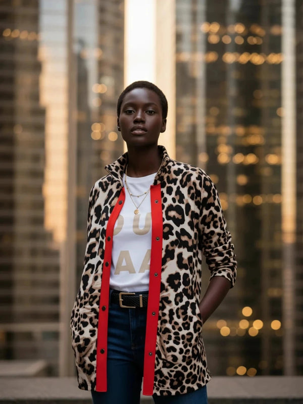 Q2 Q2 Leopard Print Button-Front Shirt in S - Top | Queen Anna House of Fashion Women's Luxury Fashion