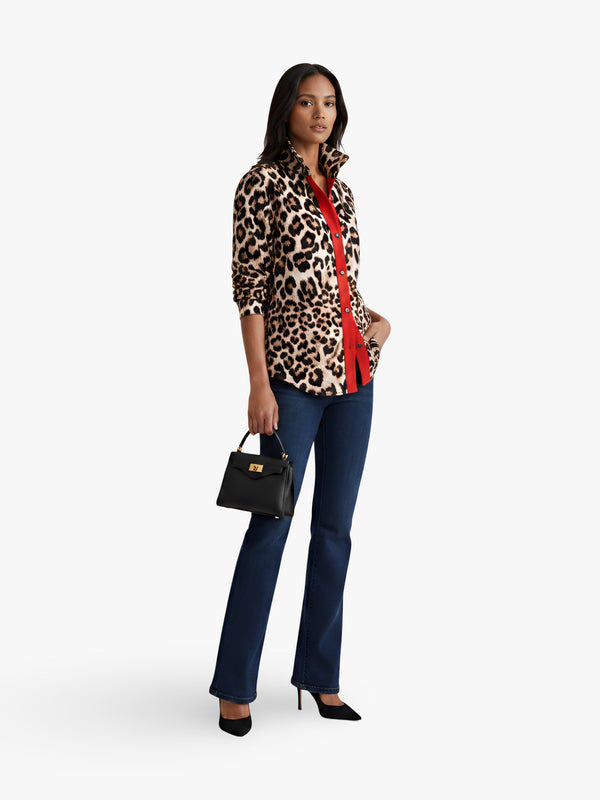 Q2 Q2 Leopard Print Button-Front Shirt in S - Top | Queen Anna House of Fashion Women's Luxury Fashion