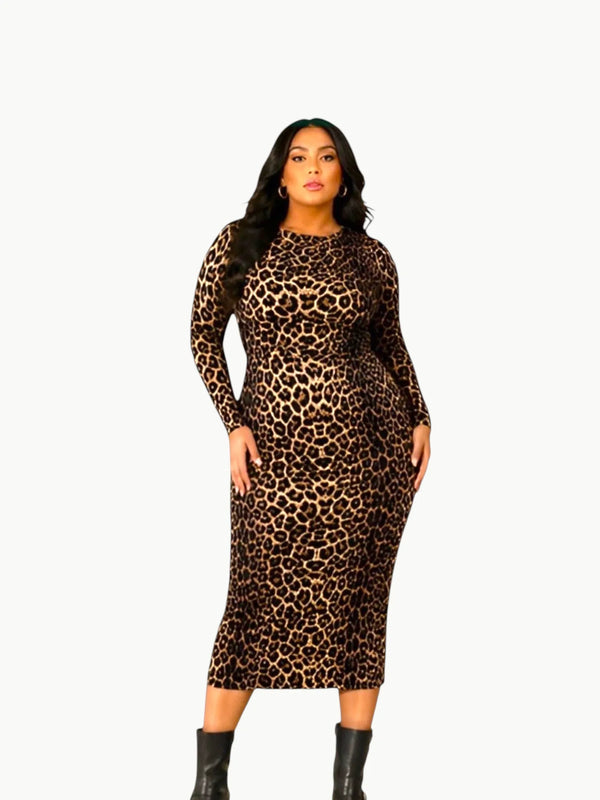 Q2 Q2 Leopard Print Fitted Dress in S - Dress | Queen Anna House of Fashion Women's Luxury Fashion