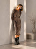 Q2 Q2 Leopard Print Fitted Midi Dress in S - Dress | Queen Anna House of Fashion Women's Luxury Fashion