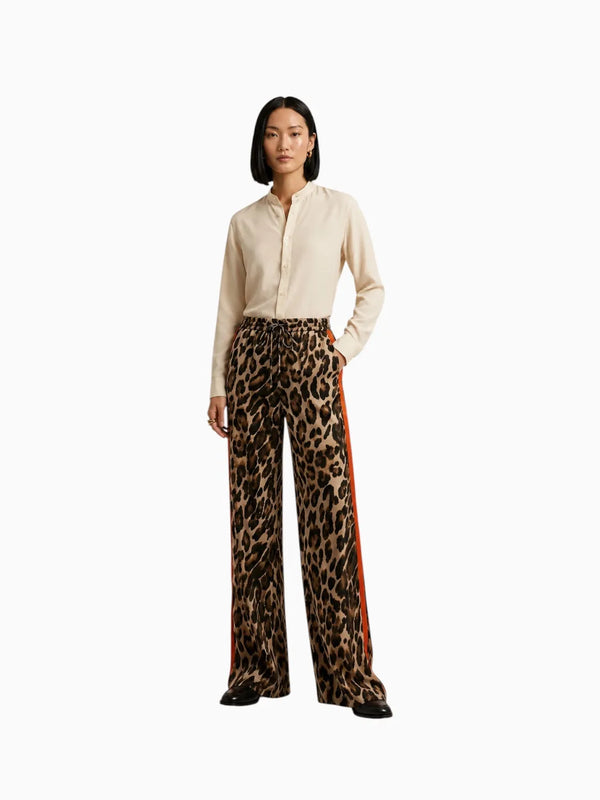 Q2 Q2 Leopard Straight Pants in S - Bottom | Queen Anna House of Fashion Women's Luxury Fashion