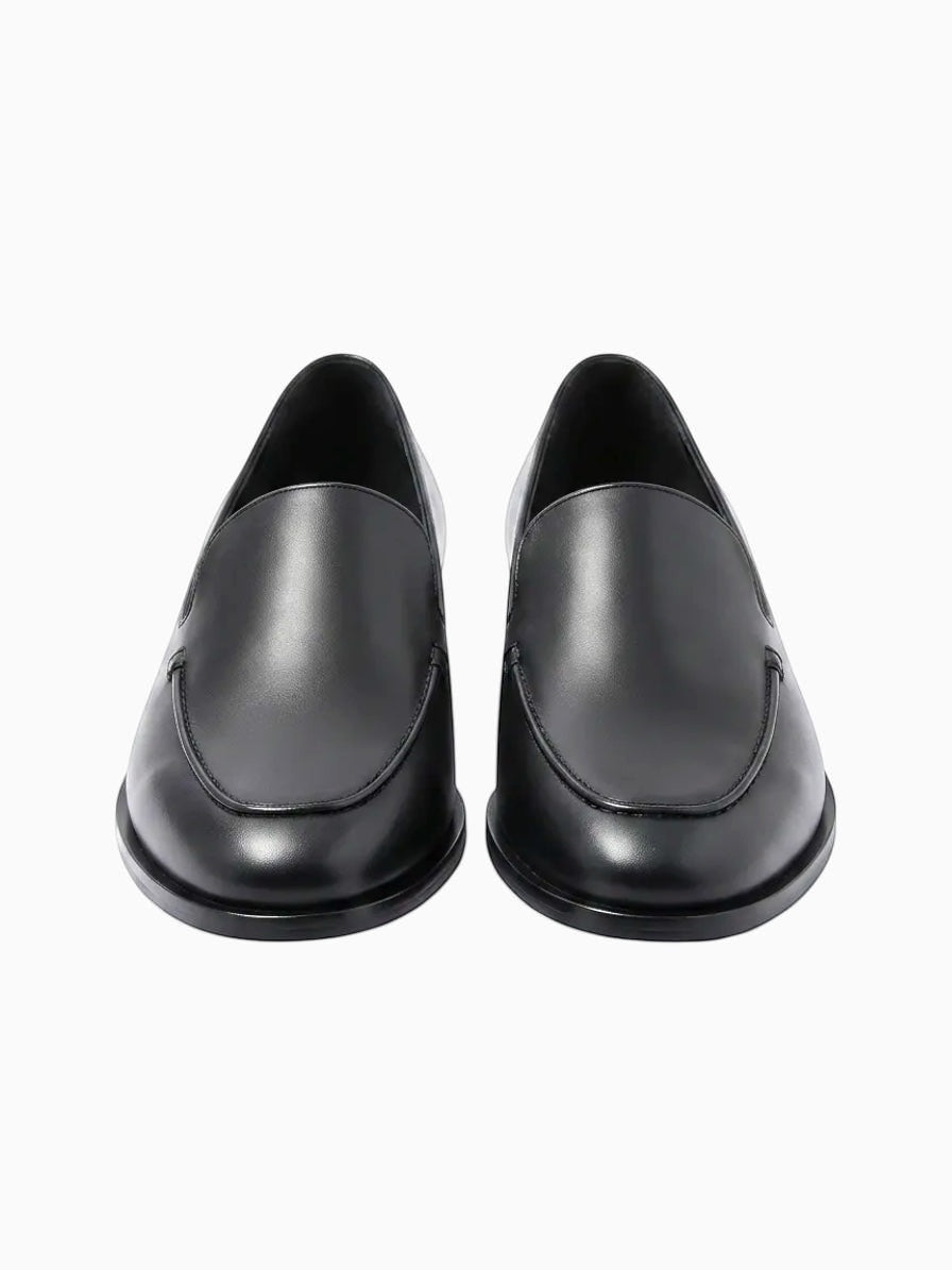 Queen Anna House of Fashion Anna Leather Loafers in black with a polished finish and clean hardware detailing.