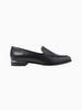 Queen Anna House of Fashion Anna black leather loafers with silver trim detail and a low heel.