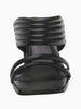 Queen Anna House of Fashion REBECCA ALLEN The Pillow Sandal in black leather with cushioned footbed and strappy design.