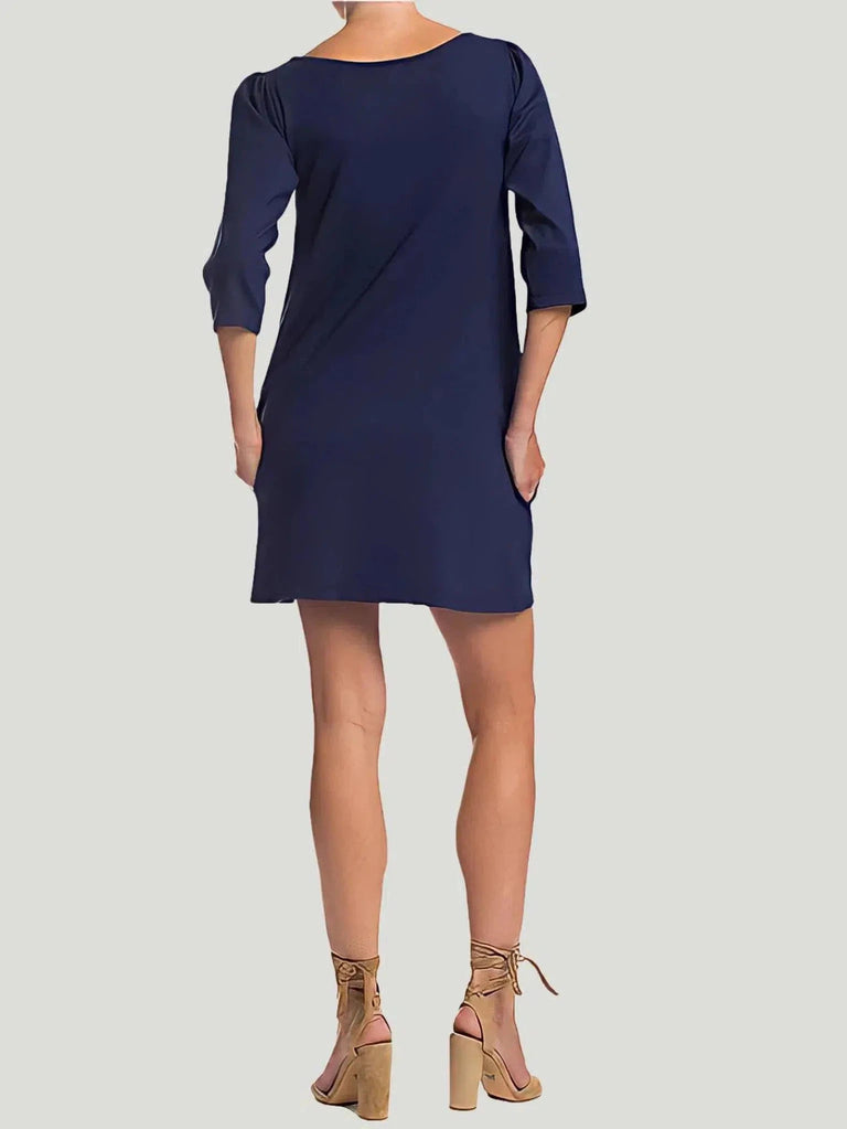 Ripley Rader Plus Size A Line Dress - Blue, Dress, Knee Length, Navy, Philanthropic Brand, Plus Size, Plus Size Dresses, Sale, Women Owned - Luxury Women's Fashion at Queen Anna House of Fashion
