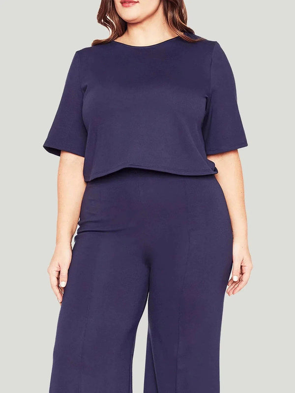Ripley Rader Plus Size Short Sleeve Top - Knit, Navy, Philanthropic Brand, Plus Size, Plus Size Tops, Sale, Short Sleeve, Tops, US Owned Brand - Luxury Women's Fashion at Queen Anna House of Fashion