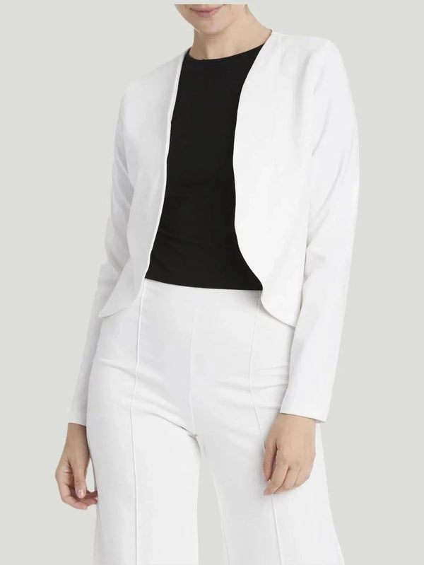 Ripley Rader Ponte Knit Cropped Blazer - Blazers, Knit, l, Outerwear, Philanthropic Brand, S/S'22, Sale, US Based Brand, White, Women Owned B - Luxury Women's Fashion at Queen Anna House of Fashion