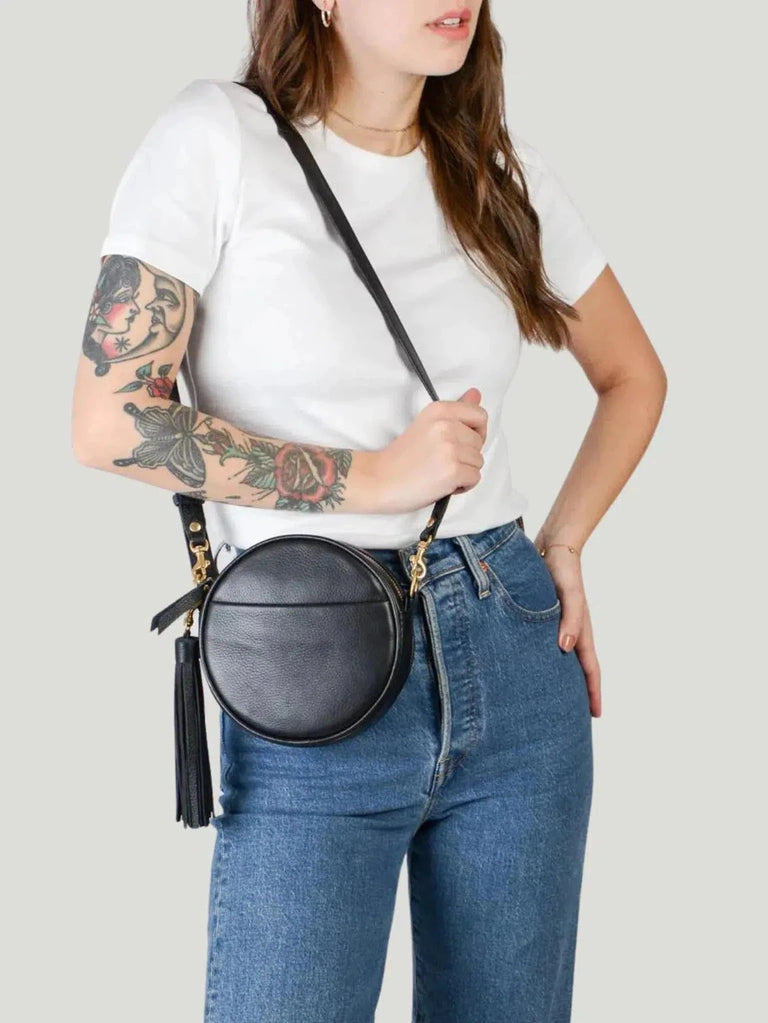 TAH Bags Circle Bag Mini - Accessories, BIPOC Brand, Black, Clutch, Crossbody, Handbags, Leather, New Arrivals, Whiskey, Women  - Luxury Women's Fashion at Queen Anna House of Fashion