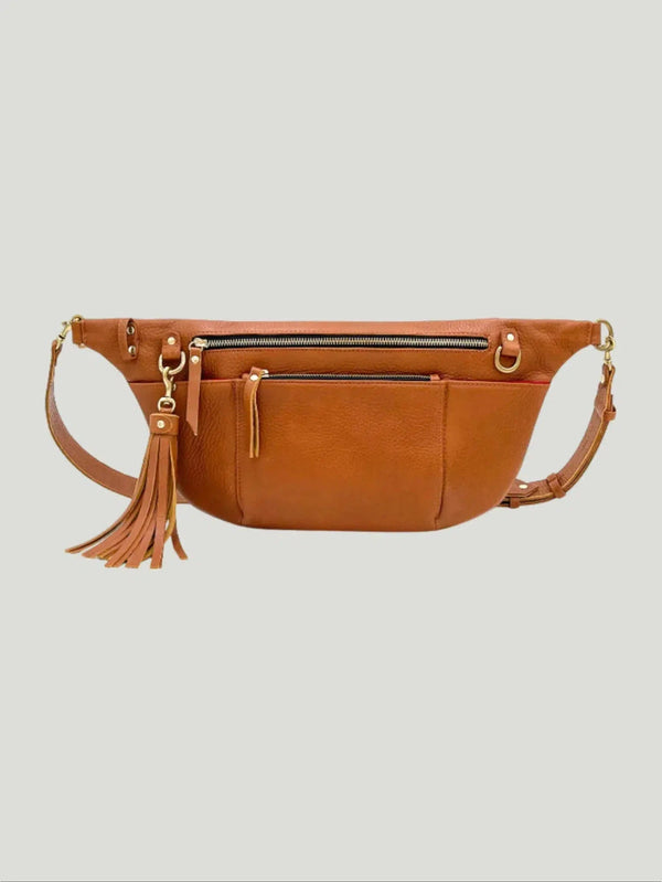 TAH Commuter Fanny Pack Crossbody. Large fanny pack, made from 100% leather, lifetime warrantied and women owned brand.