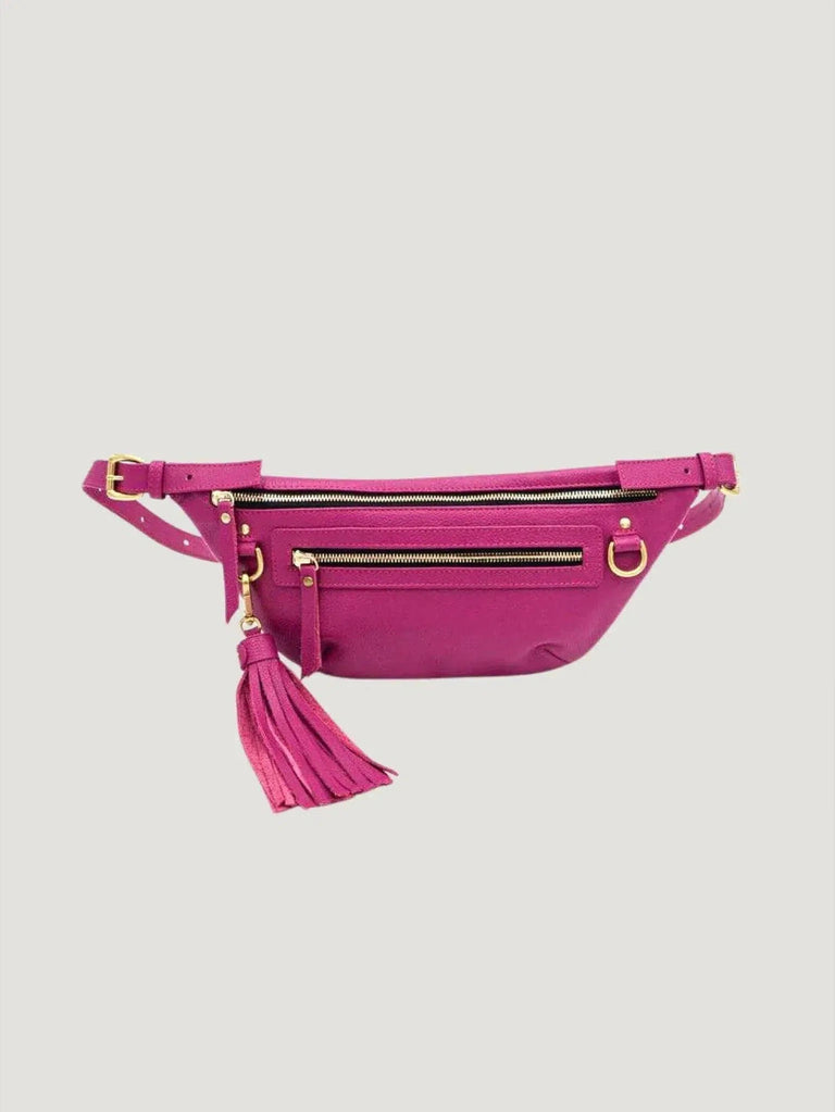TAH Bags Nomad Fanny Pack - Accessories, BIPOC Brand, Blue, Cream, Fuchsia, Fuschia Pink, Handbags, Leather, Women Owned Brand - Luxury Women's Fashion at Queen Anna House of Fashion