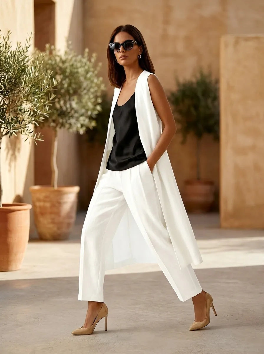 Le Cle Le Cle Lizbon Pants in White - Bottom | Queen Anna House of Fashion Women's Luxury Fashion