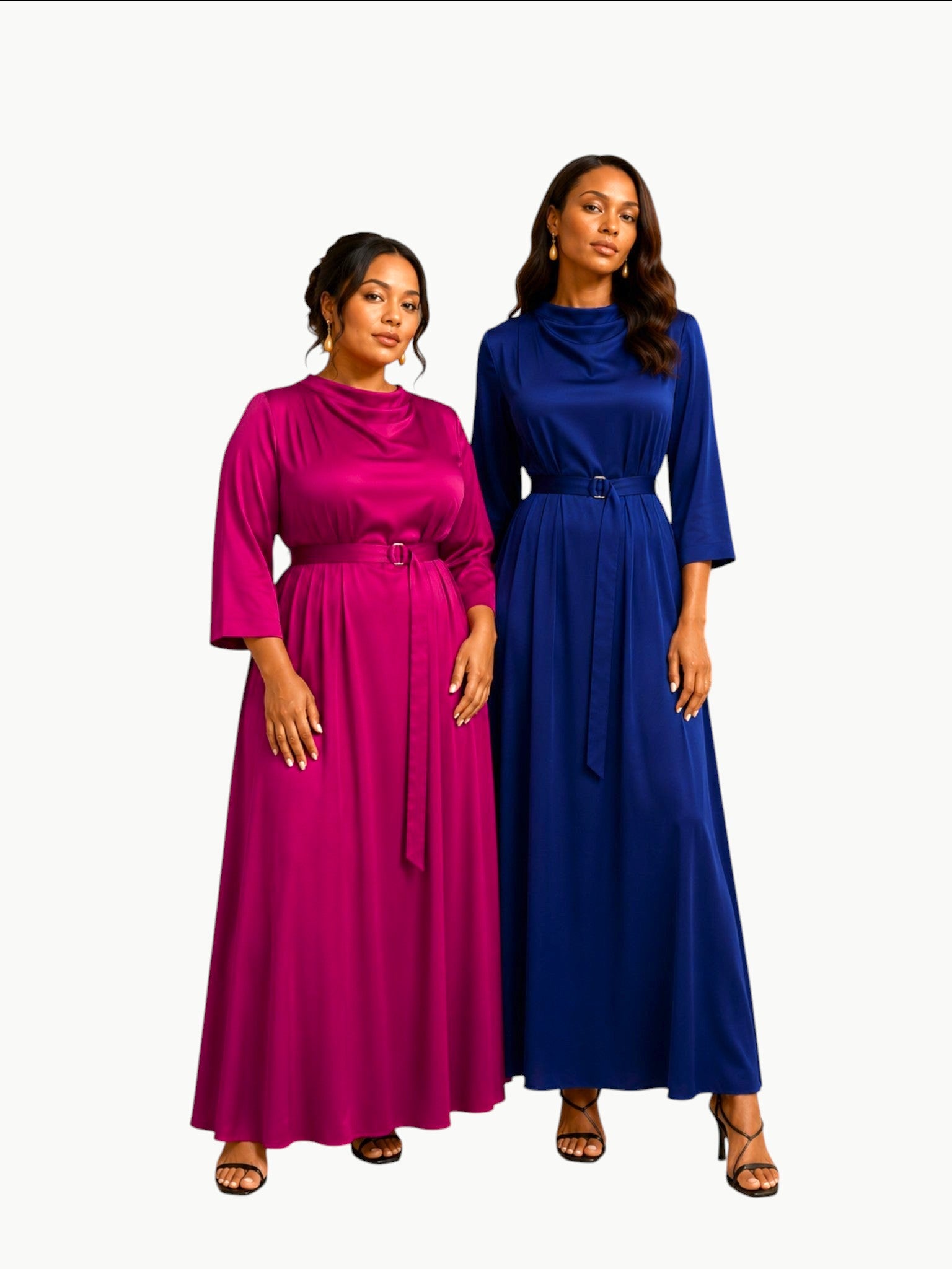 Touché Privé Touché Privé Satin Cowl Neck Dress in Fuchsia Pink - Dress | Queen Anna House of Fashion Women's Luxury Fashion