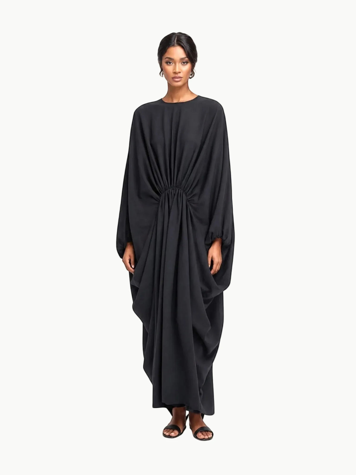 Touché Touché Privé Gathered Japanese Sleeve Dress in Black - Dress | Queen Anna House of Fashion Women's Luxury Fashion